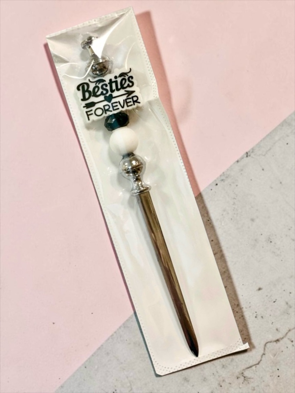 Besties Forever Beaded Silver & Black Letter Opener